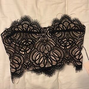 SUPERDOWN kendall revolve lace bustier crop  top